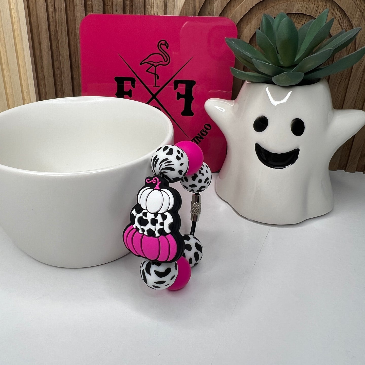 Pink Cow Pumpkin Cup Charm